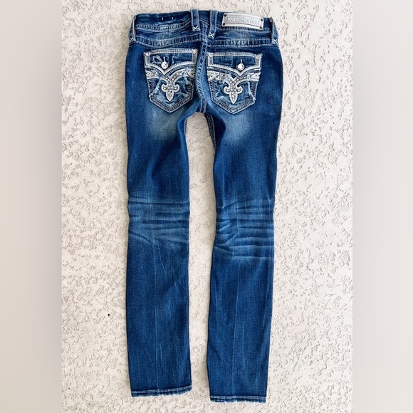 Rock Revival Jeans Womens 26 Straight Ripped Low Rise Cowgirl Western Rhinestone - Picture 5 of 9